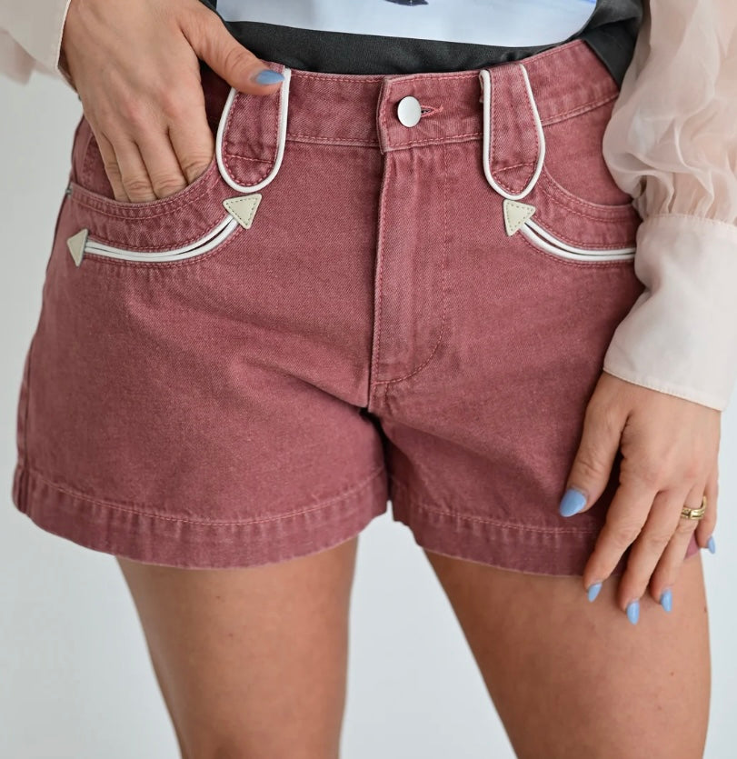 The Abilene Denim Shorts in Rose-BEST SELLER