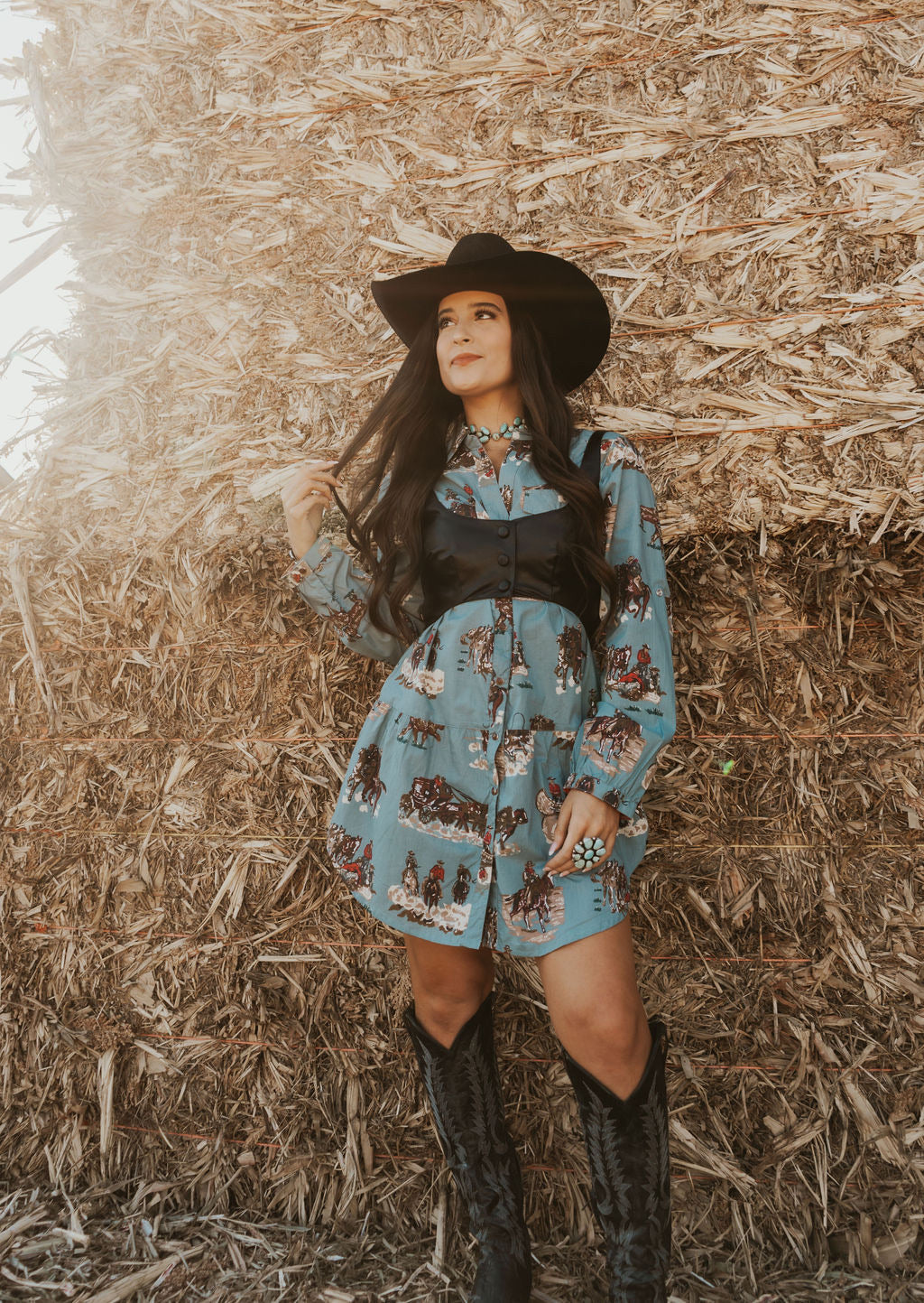 The Tasha Polizzi Faded Blue Four Corners Tunic