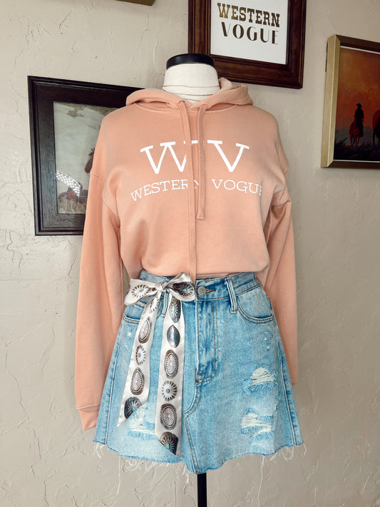 Western Vogue Cropped Hoodie {Blush + Black}