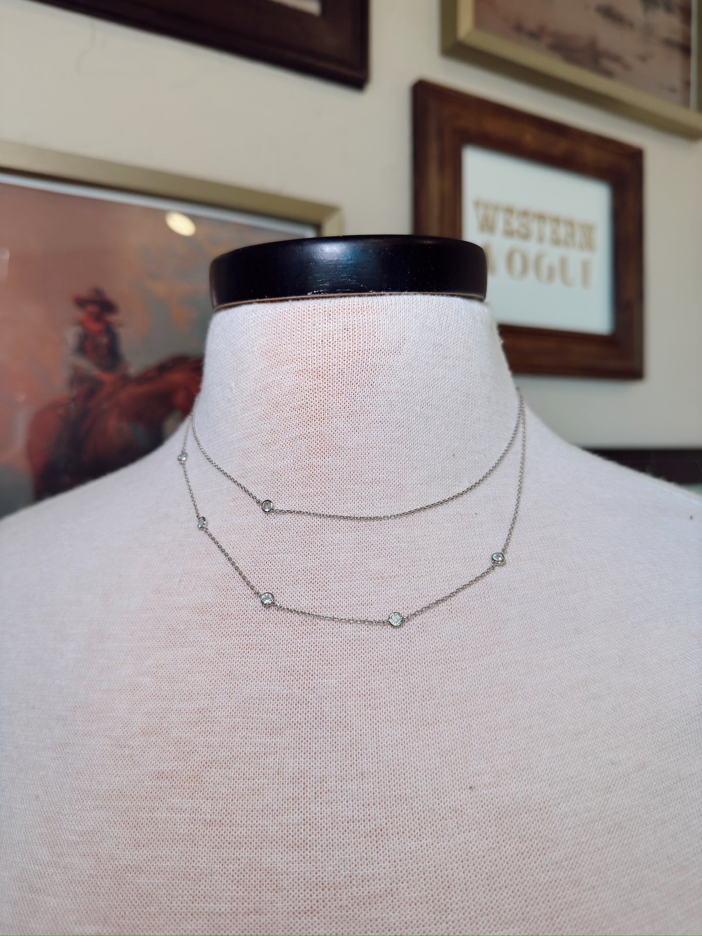 The Double Layer Rhinestone Cowgirl Necklace {GOLD + SILVER}