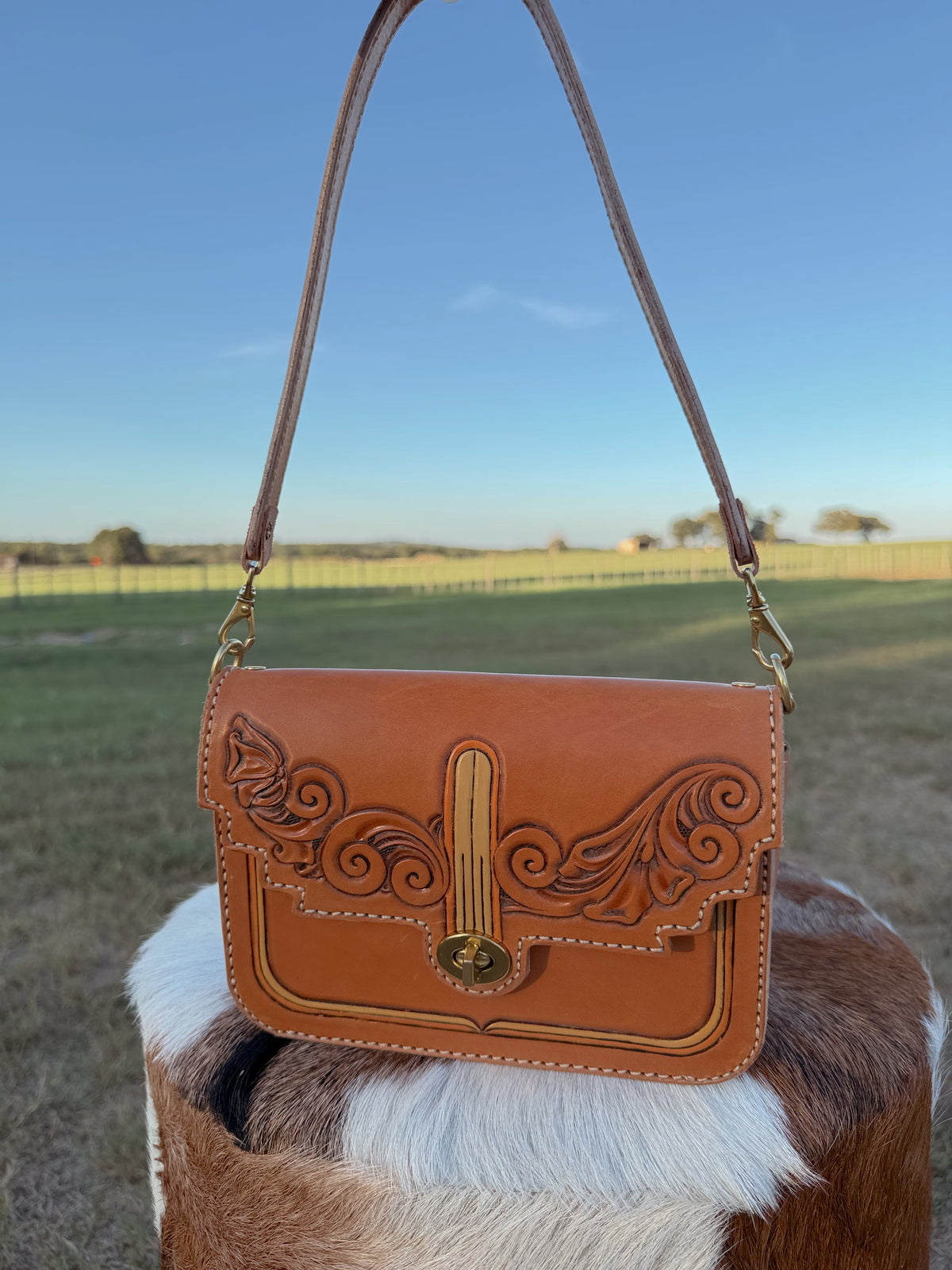 The Golden Hour Hand Tooled Leather Bag