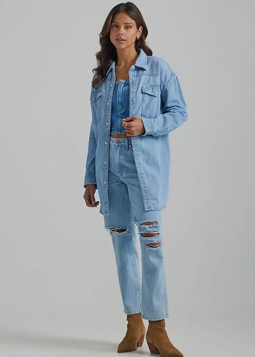 The Wrangler Oversized Light Vintage Indigo Denim Shirt