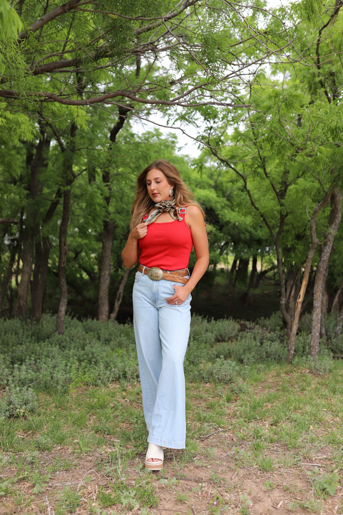 The Brazos Bodysuit in Red