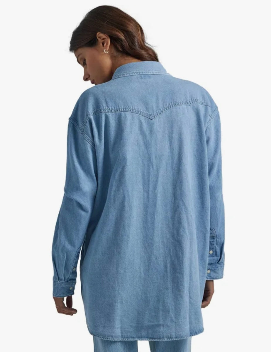 The Wrangler Oversized Light Vintage Indigo Denim Shirt