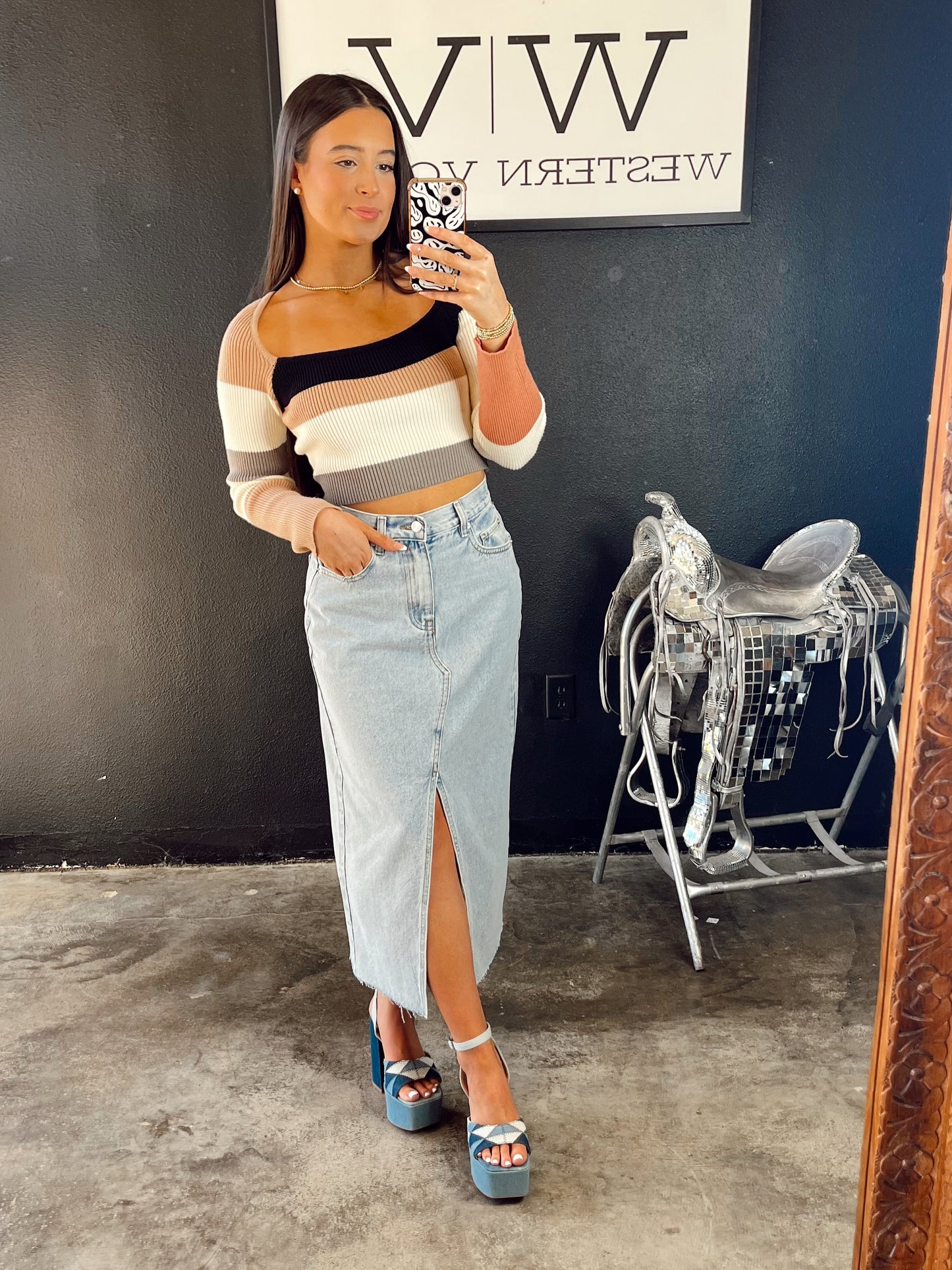 The Devers Denim Skirt