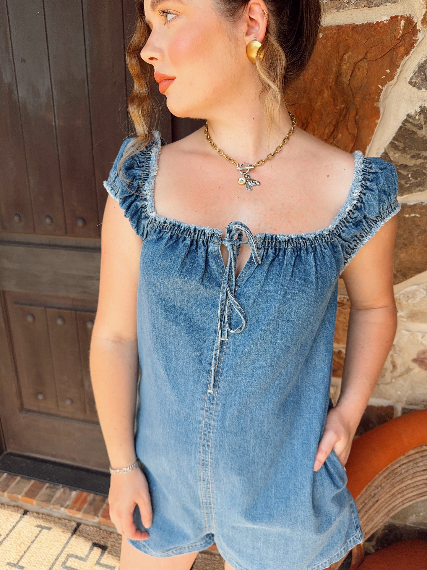 The Dover Denim Romper