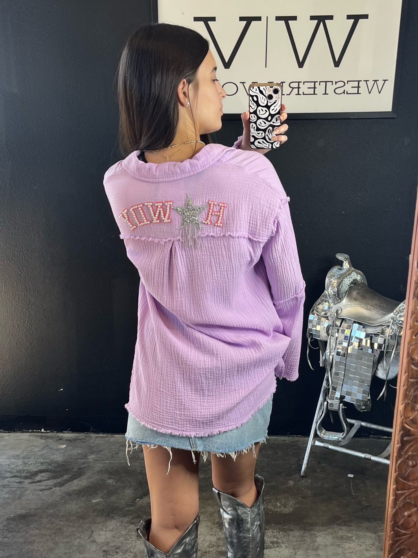 Sequin Howdy Top-Medium