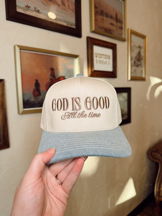 The Denim God is Good Baseball Cap