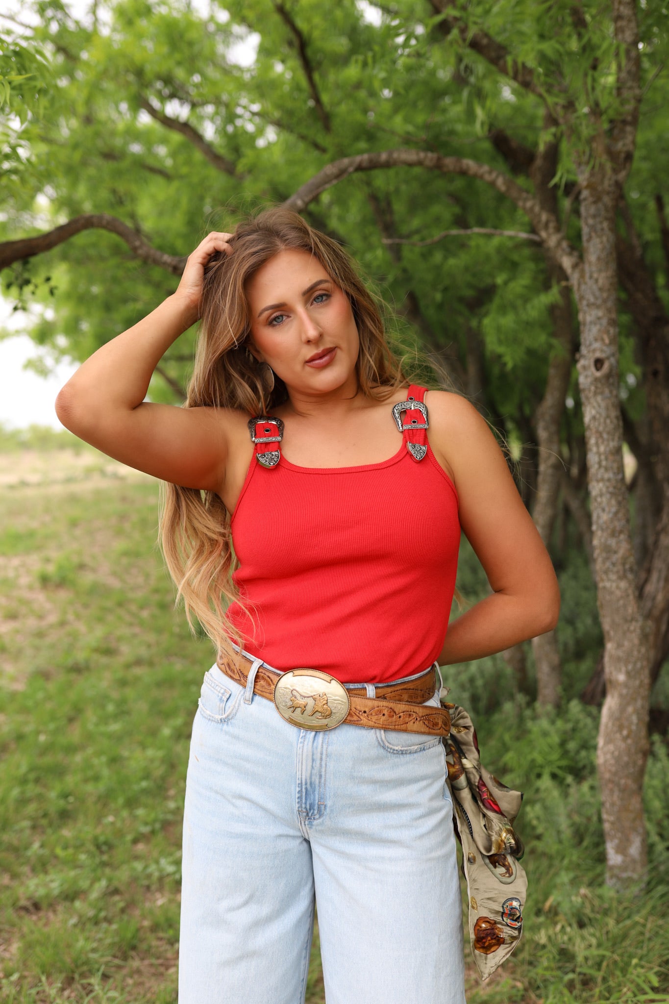 The Brazos Bodysuit in Red