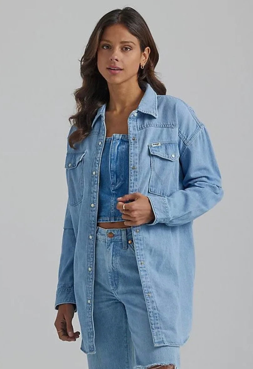 The Wrangler Oversized Light Vintage Indigo Denim Shirt