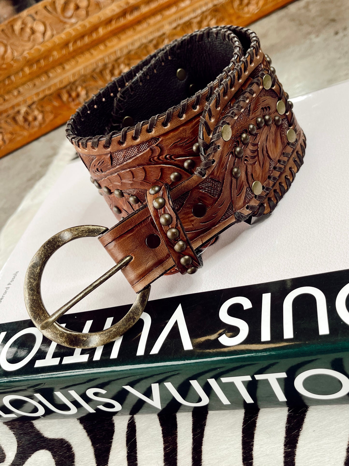 The Antonio Studded Tooled Belt