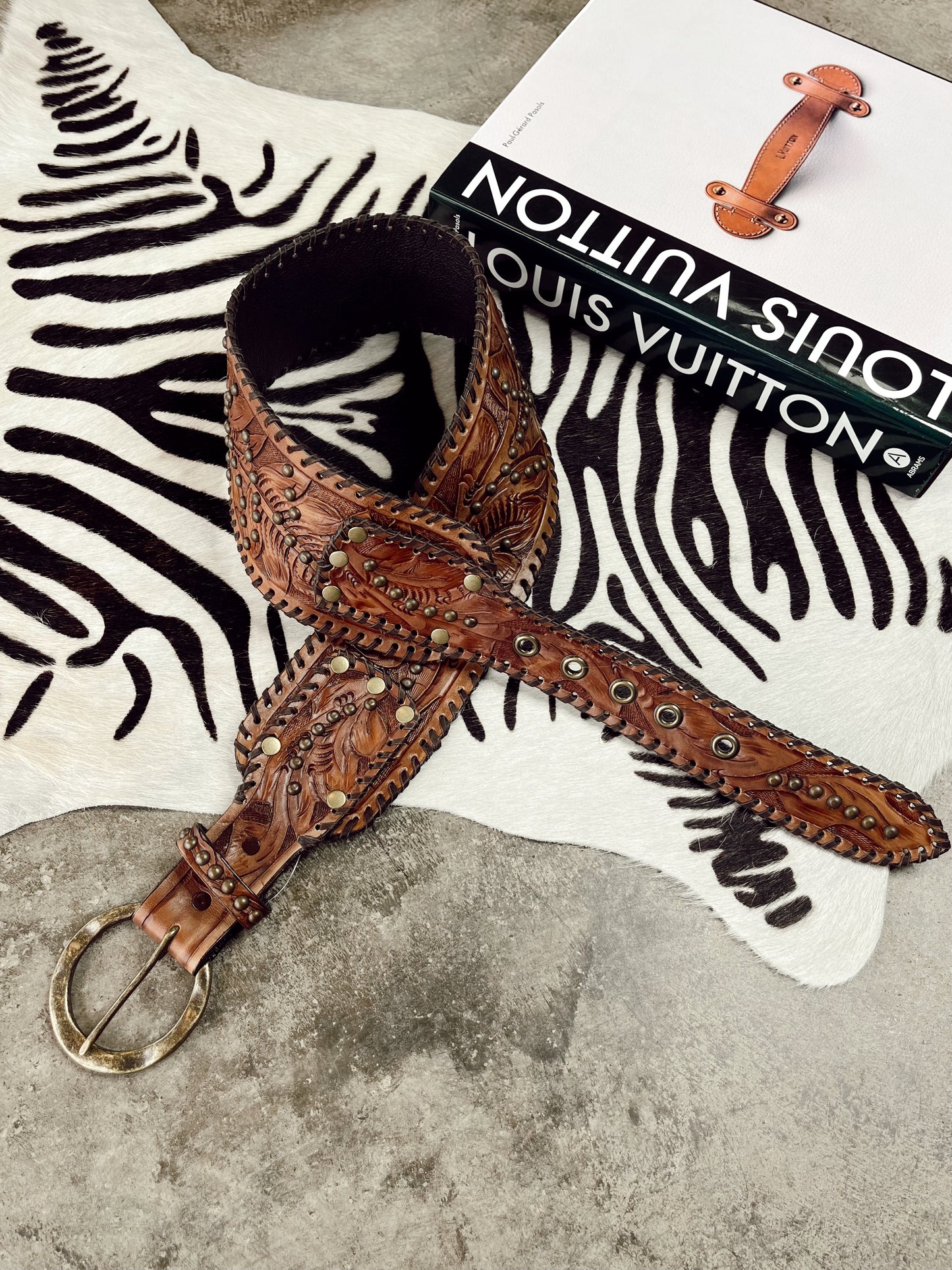 The Antonio Studded Tooled Belt