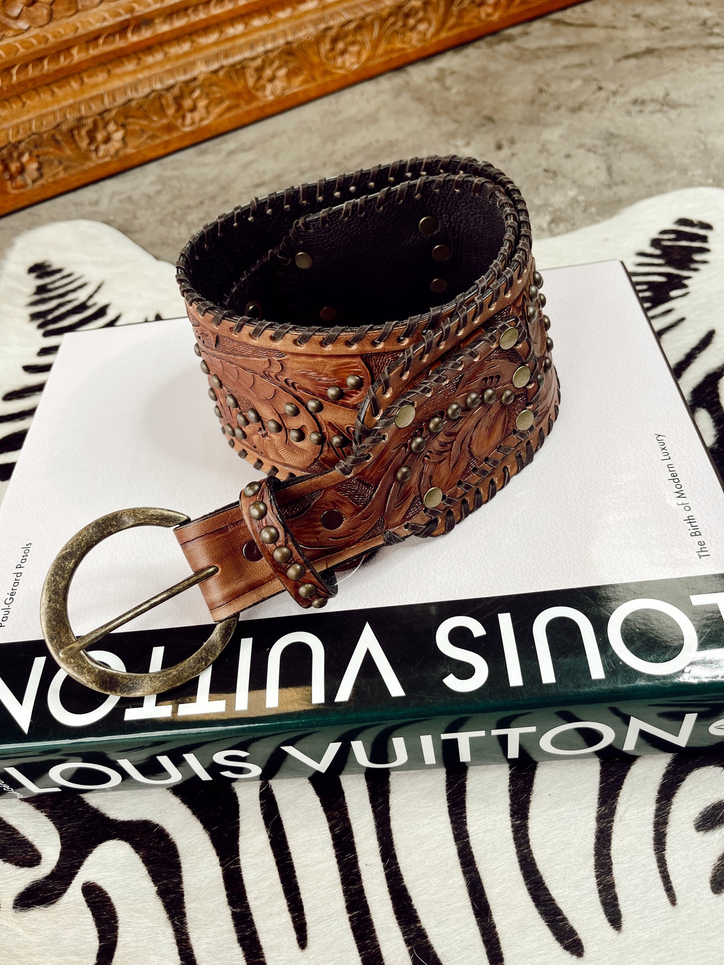 The Antonio Studded Tooled Belt