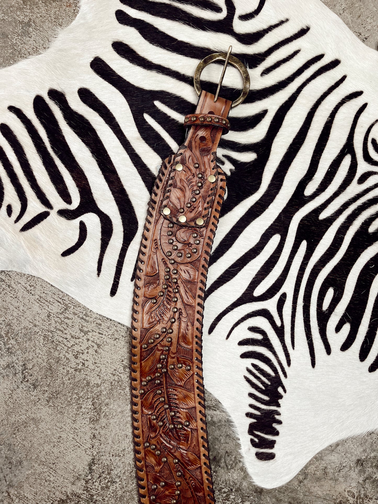 The Antonio Studded Tooled Belt