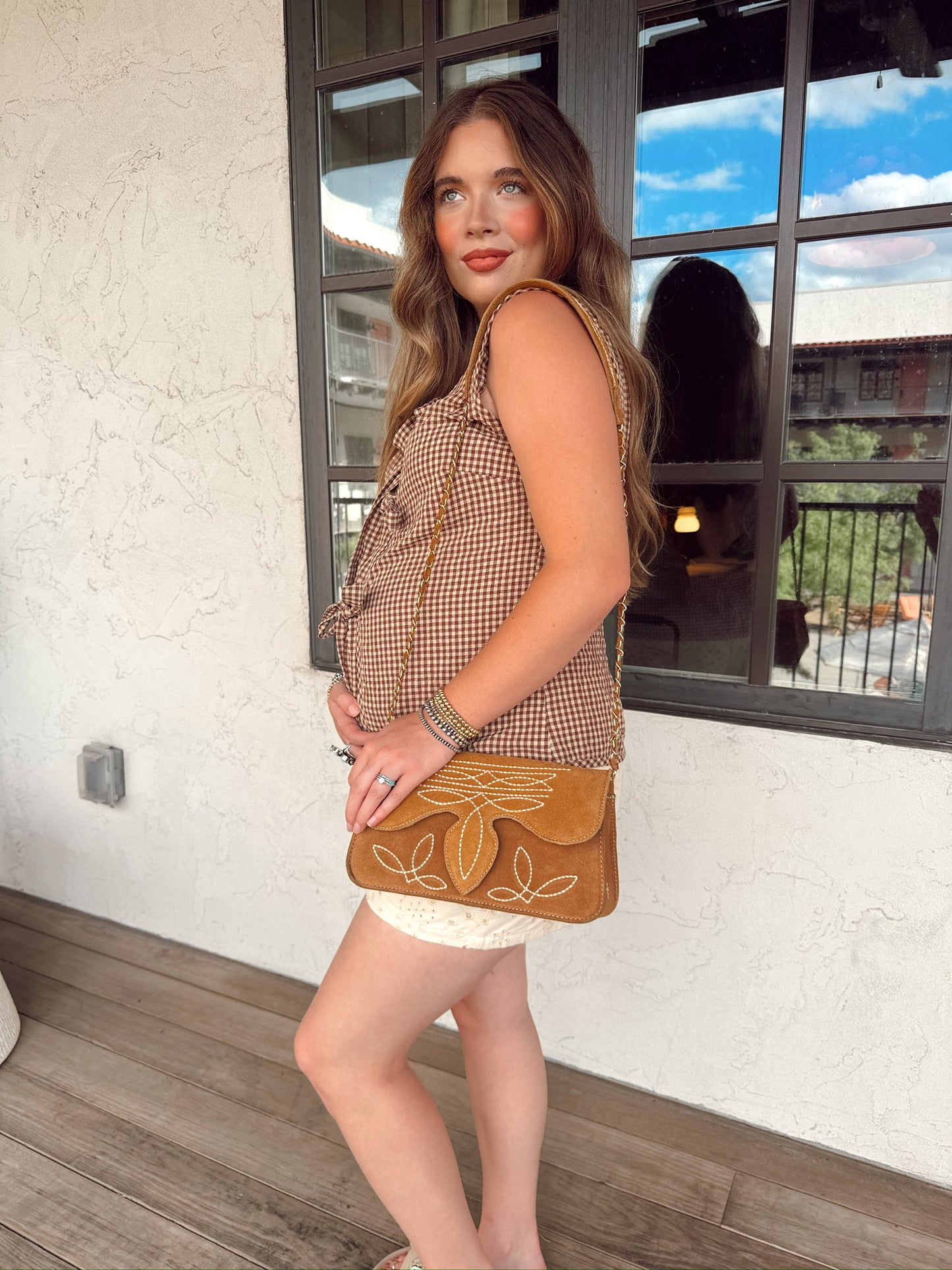 The Gingham Vest in Brown