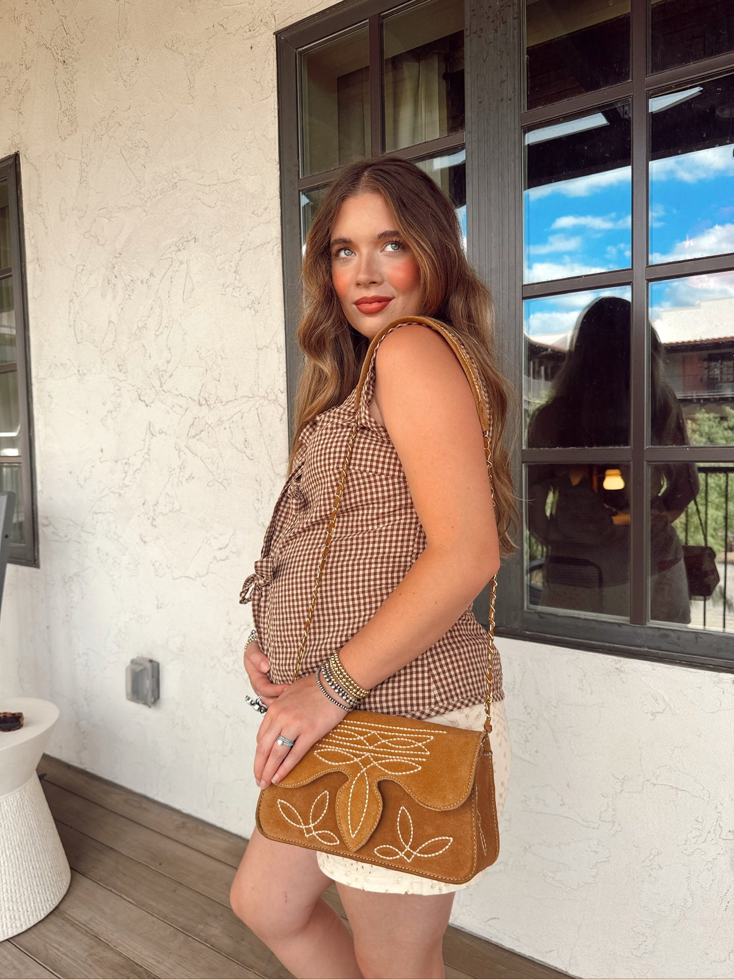 The Gingham Vest in Brown