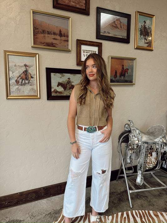 Ariat White Tomboy Wide Jeans