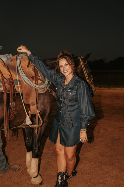 The Wrangler Balloon Sleeve Shirt Dress