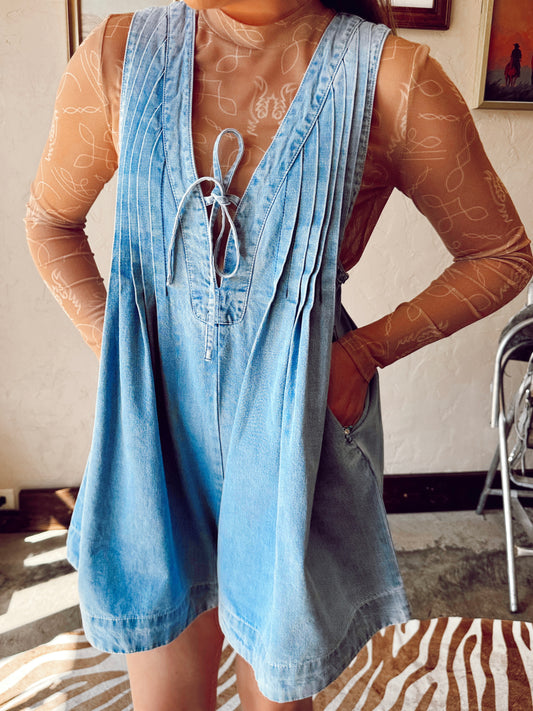 The Driggers Denim Romper in Light Wash-Medium