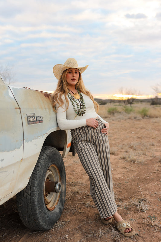 The Striped Denim Pants