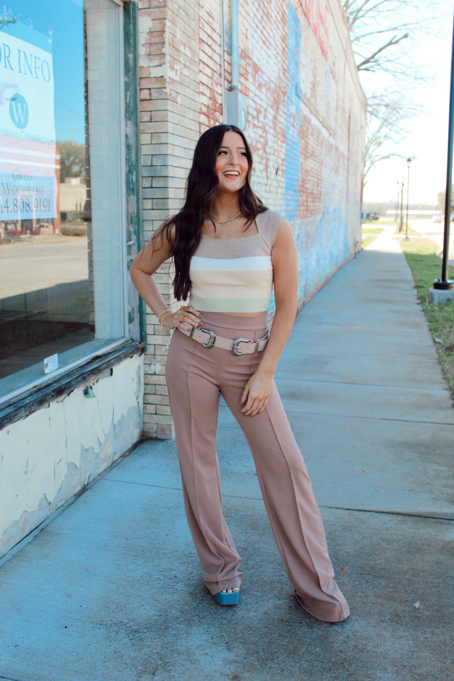 The Double Buckle Belt in Taupe