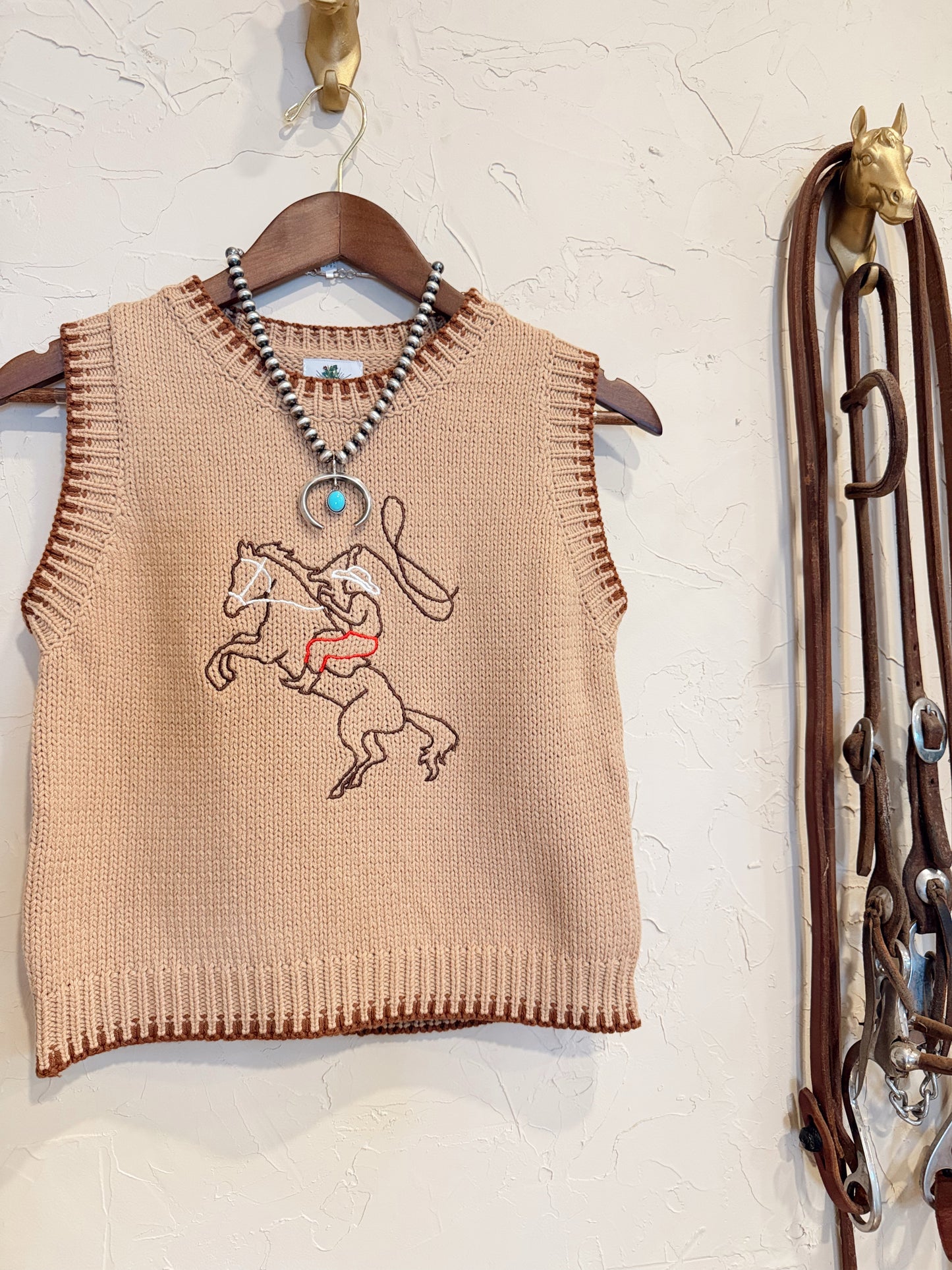 The Embroidered Roping Cowboy Sweater Vest