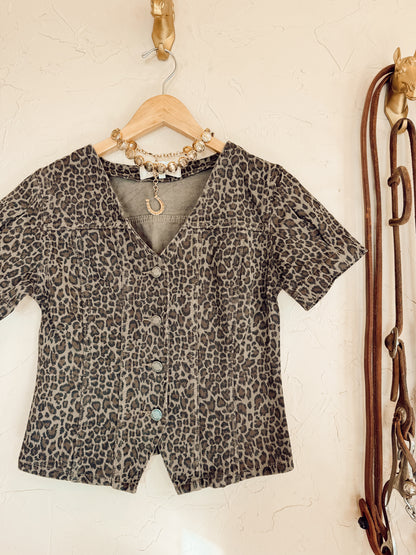 The Logan Leopard Denim Top