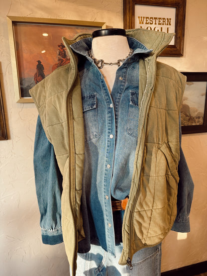 The Quilted Vest in Olive