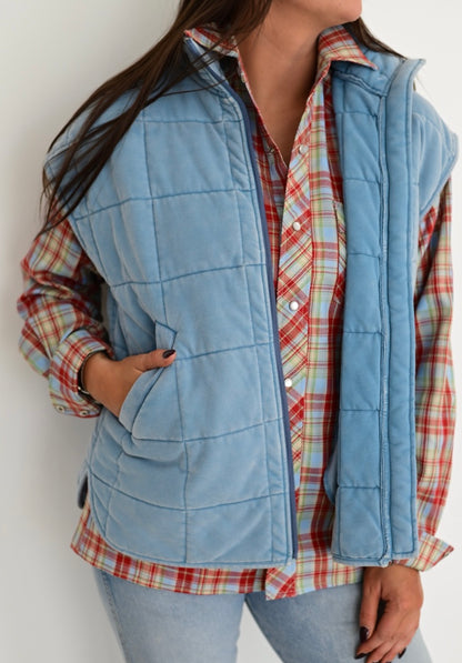 The Quilted Vest in Chambray