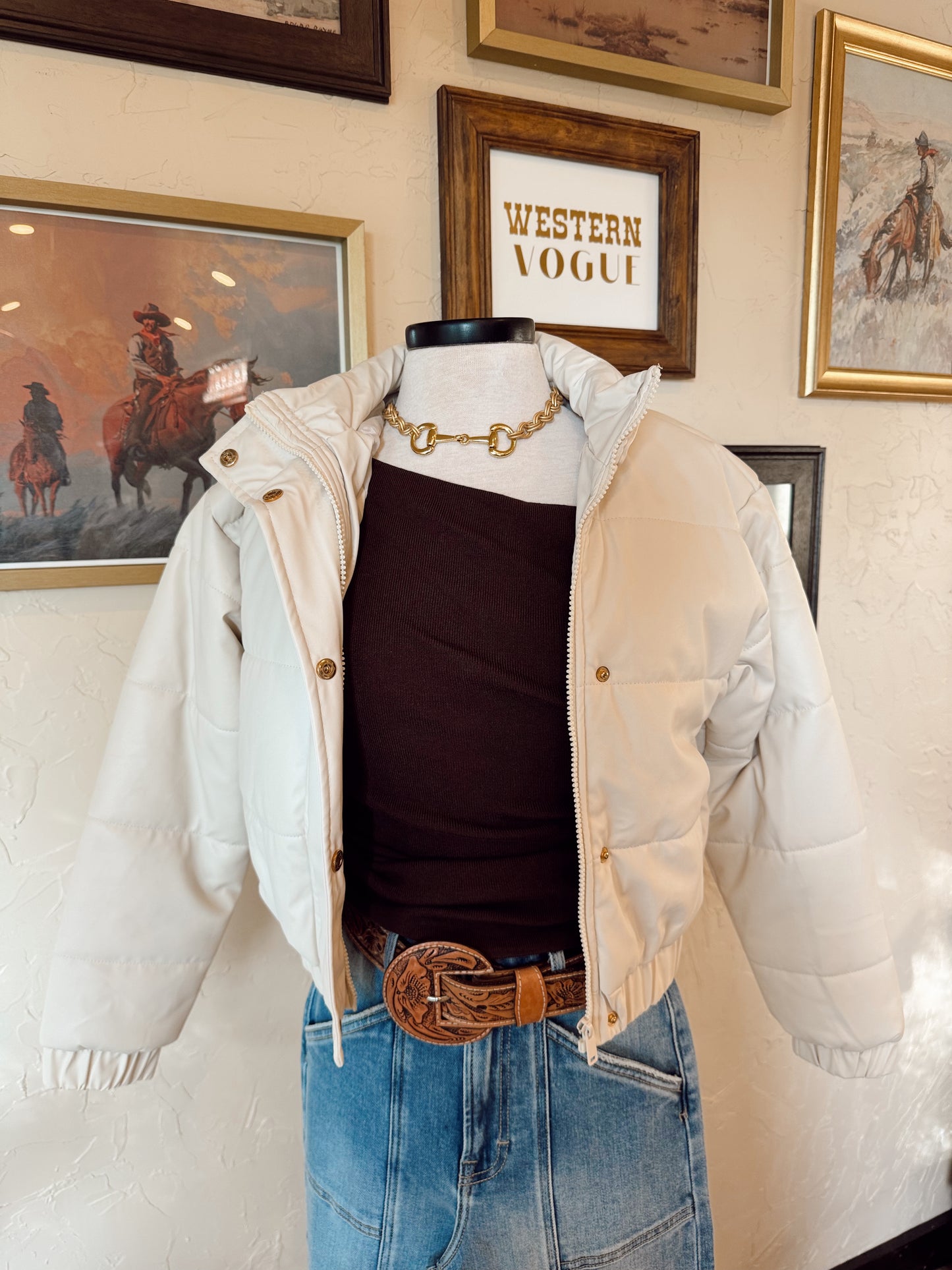 The Phoenix Puffer Jacket in Cream