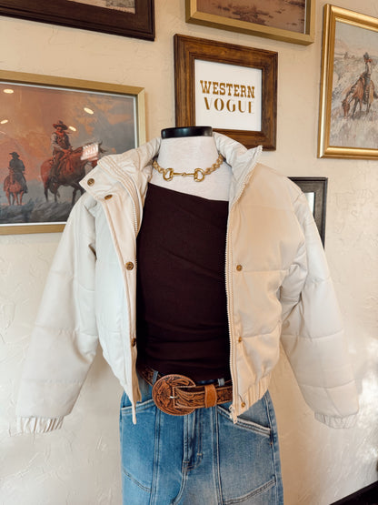 The Phoenix Puffer Jacket in Cream