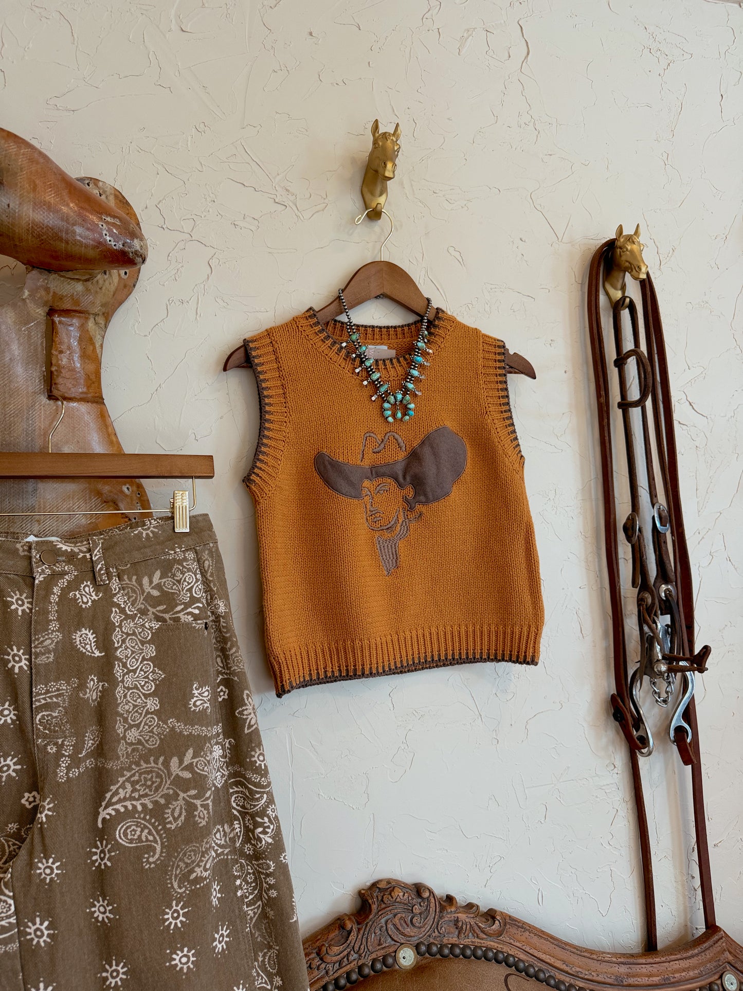 The Embroidered Big Hat Cowboy Sweater Vest