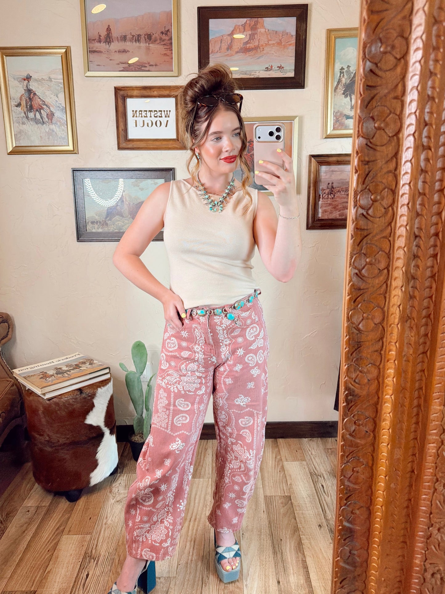 The Parker Paisley Barrel Jeans