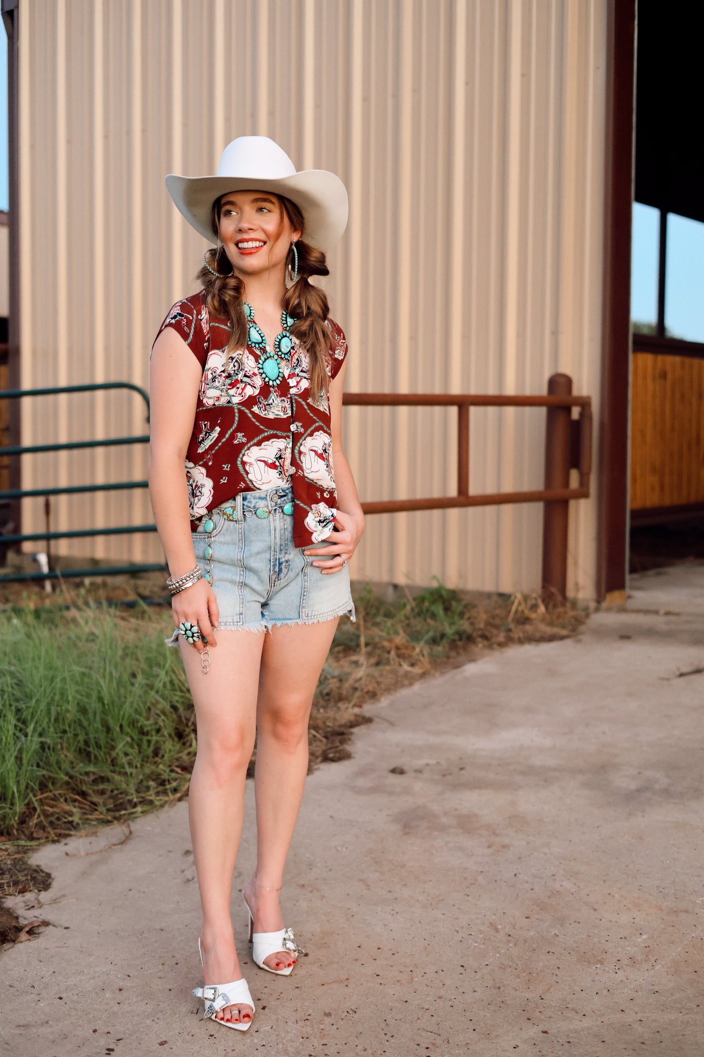 The Western Horizon Short Sleeve Top-Small