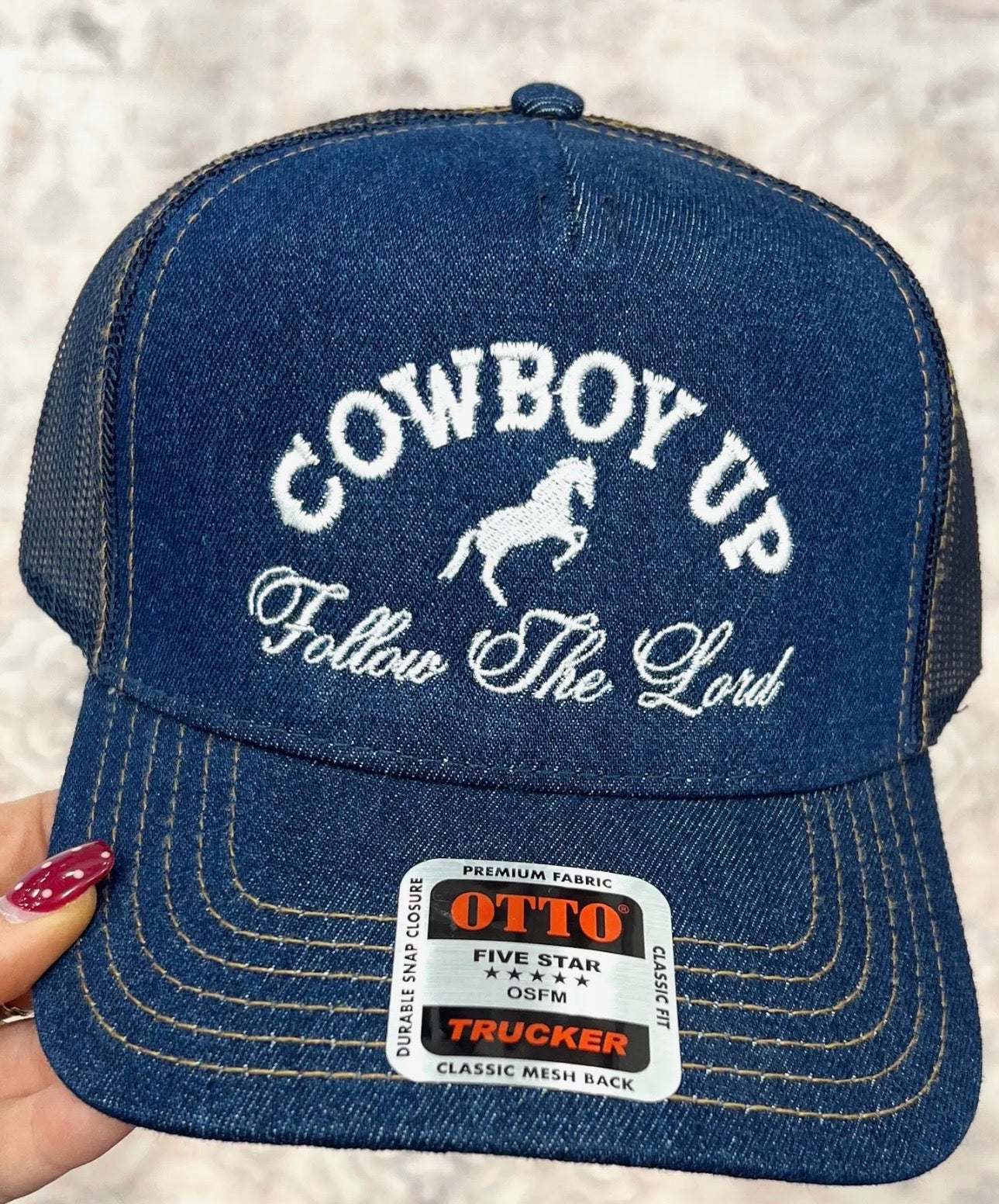 The Denim Follow The Lord Baseball Cap