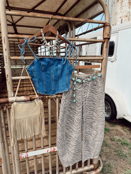 The Zebra Print Barrel Jeans