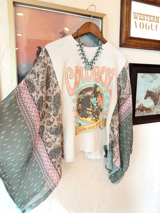 The Cowboy Take Me Away Printed Top