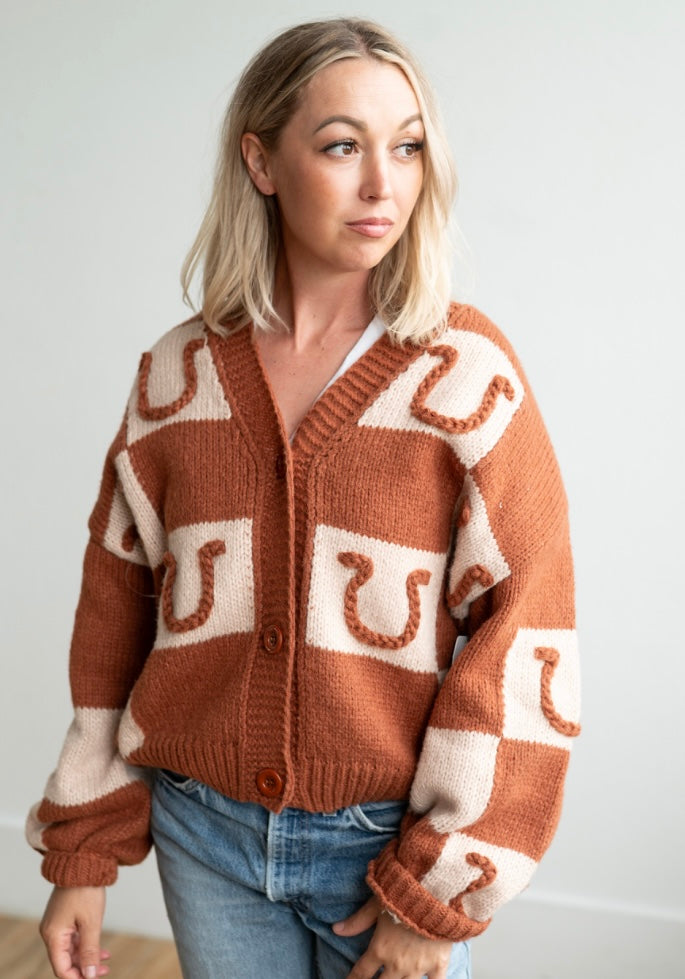 The Horseshoe Cardigan in Brown