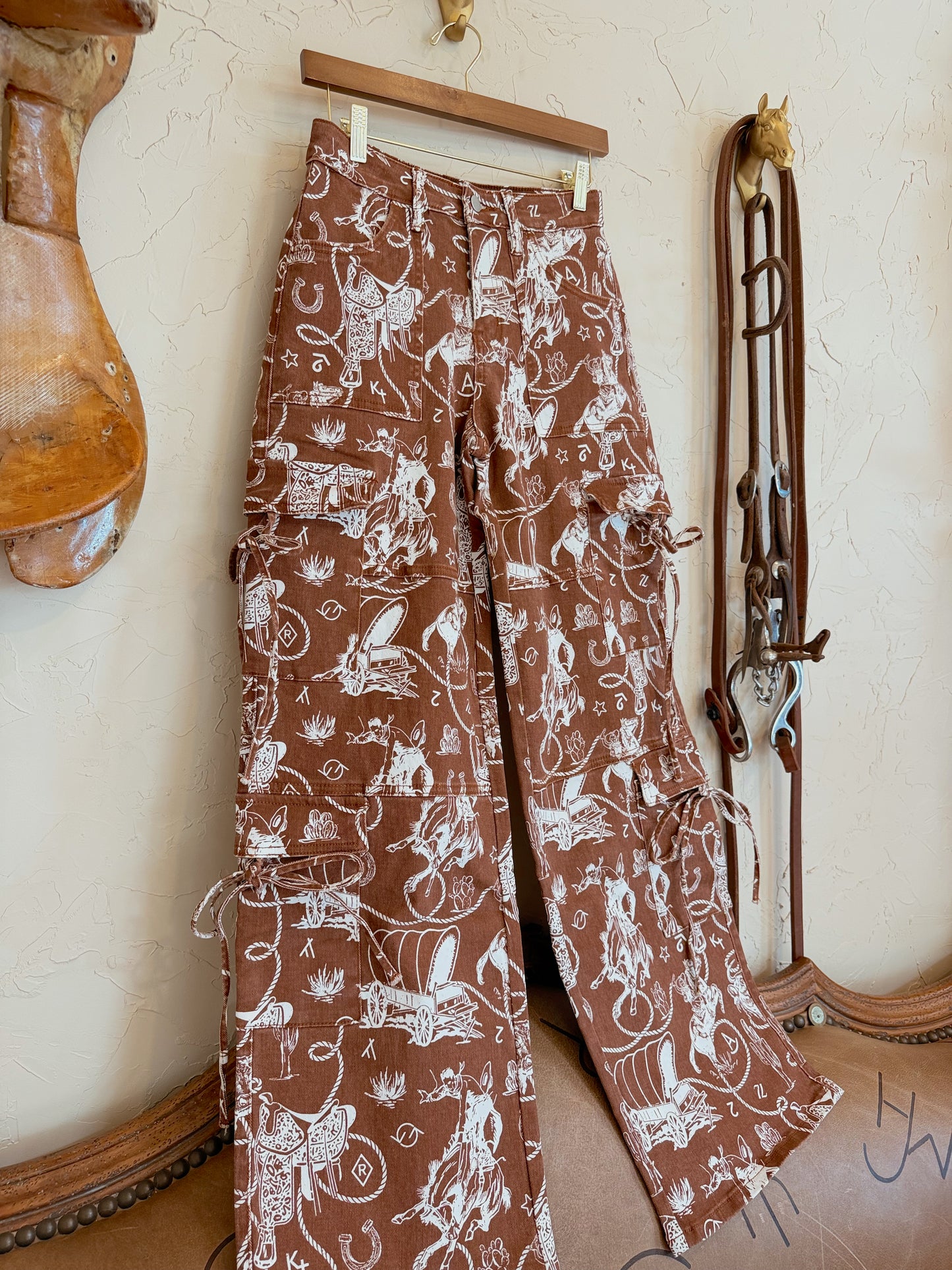 The Ranch Roundup Western Print Cargo Jeans
