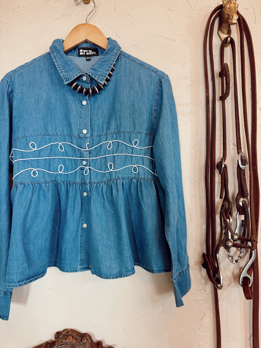 The Loopty Lou Long Sleeve Denim Top