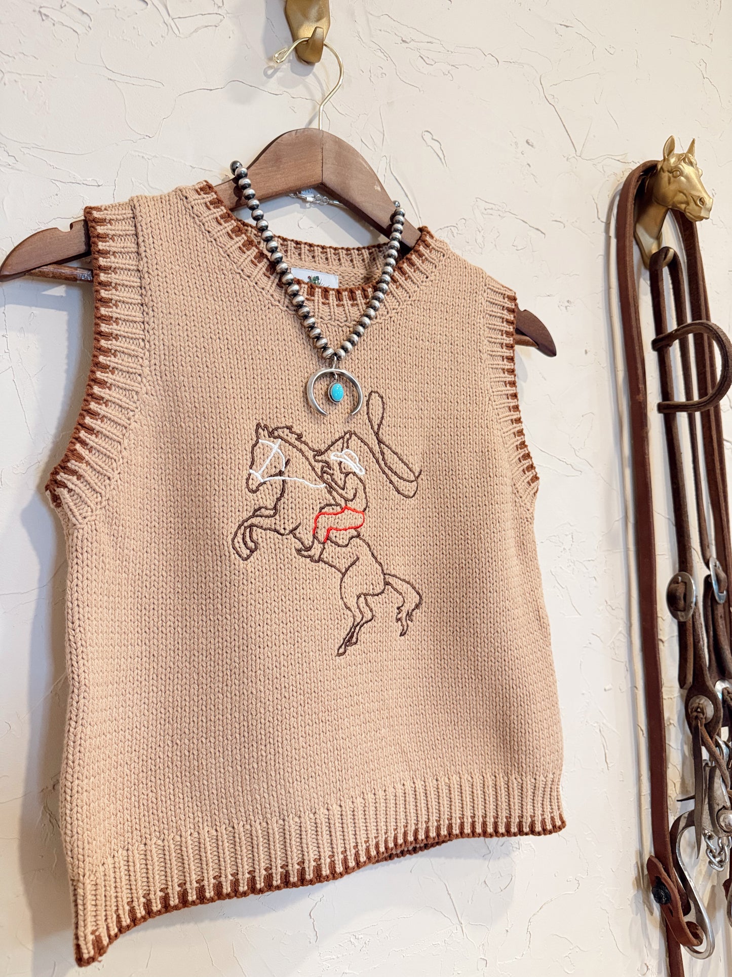 The Embroidered Roping Cowboy Sweater Vest