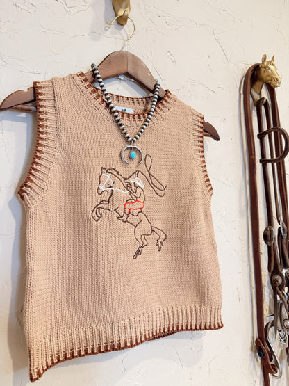 The Embroidered Roping Cowboy Sweater Vest