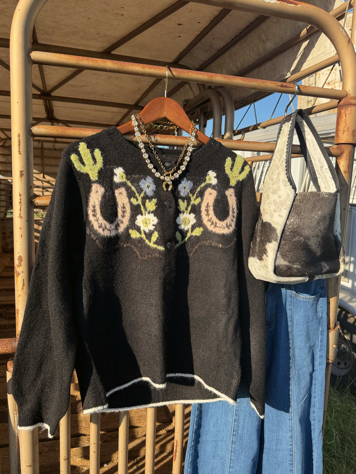 The Floral Filly Horseshoe Cardigan