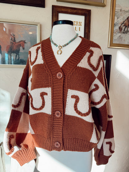 The Horseshoe Cardigan in Brown