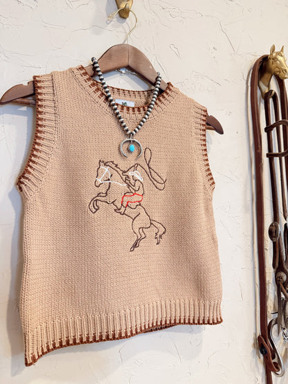The Embroidered Roping Cowboy Sweater Vest