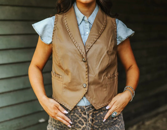 The Whiskey Creek Vest in Latte