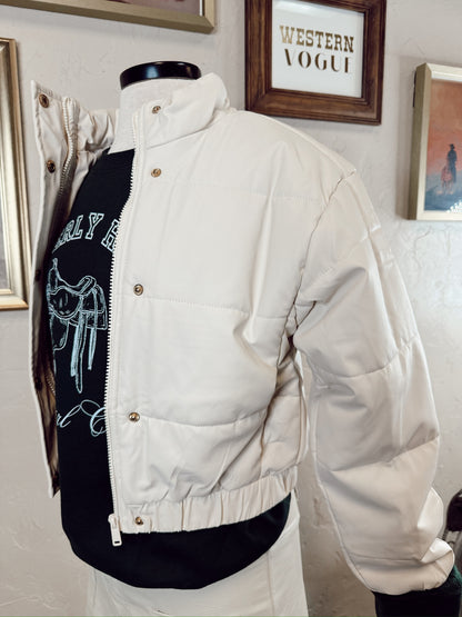 The Phoenix Puffer Jacket in Cream