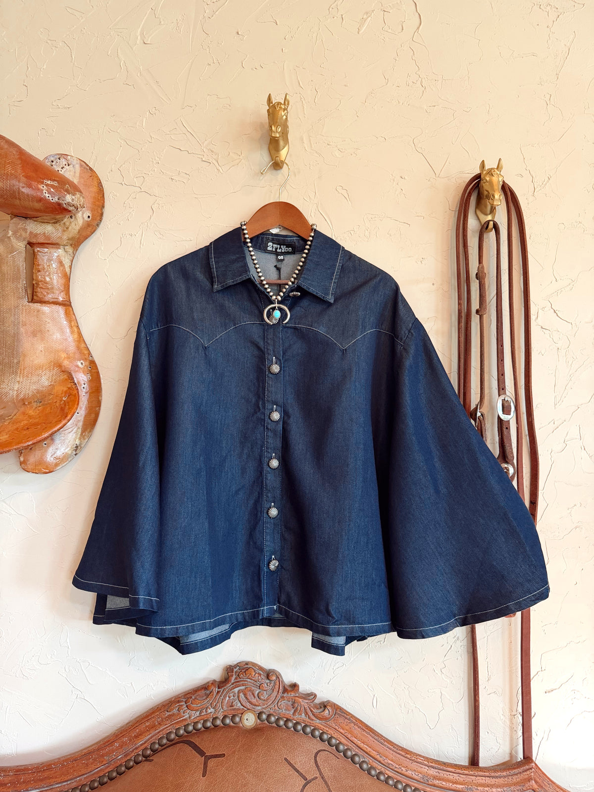 The Blu Outlaw Denim Poncho Top