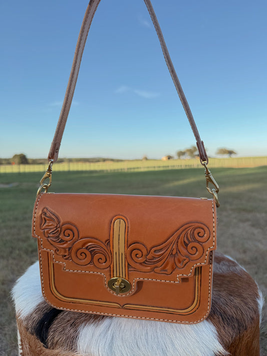 The Golden Hour Hand Tooled Leather Bag