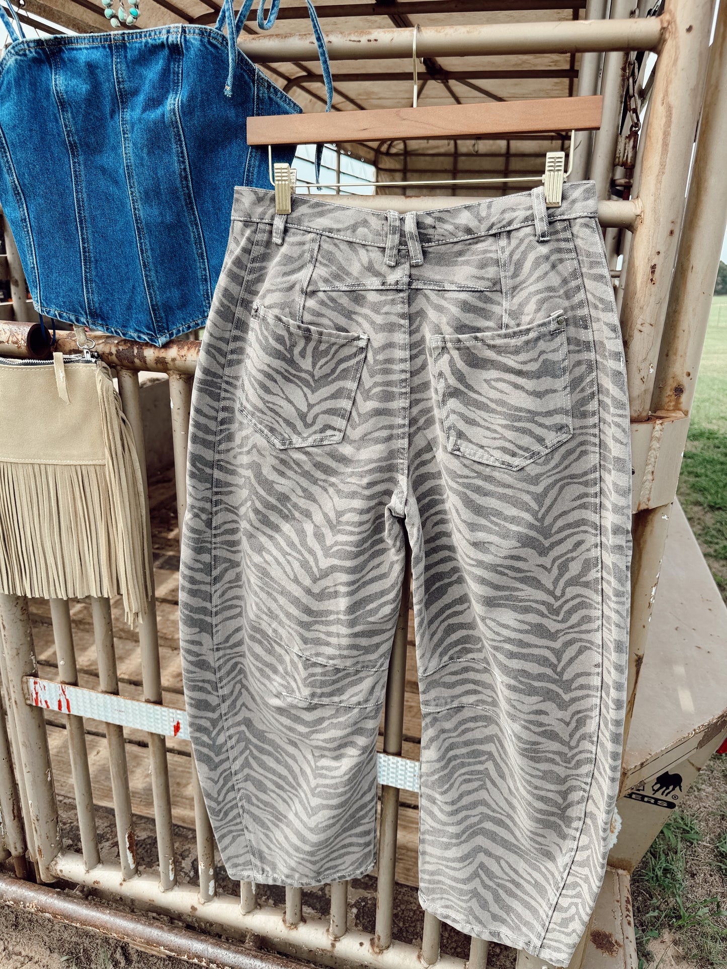 The Zebra Print Barrel Jeans